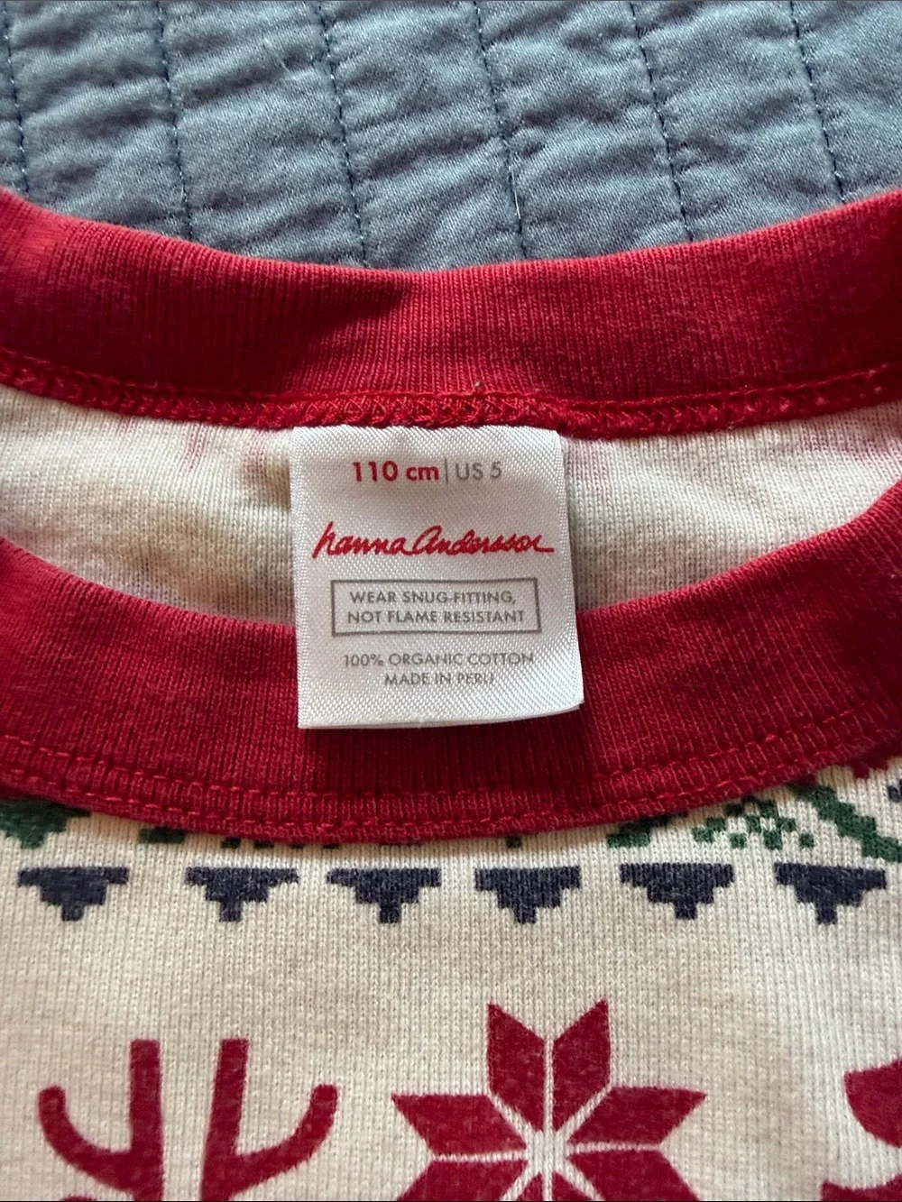 Hanna Andersson Red and Cream Reindeer Holiday Pajama Set